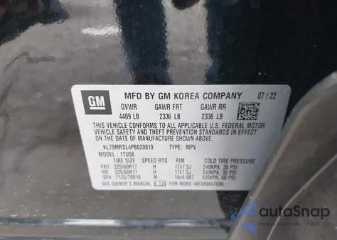 2023 Chevrolet Trailblazer Awd Lt from USA, damaged, VIN KL79MRSL4PB020819